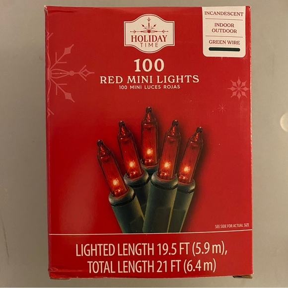 Holiday Time Holiday 0ct Red Incandescent Christmas Lights Green